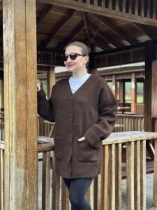 Kahve kalın hırka-ceket