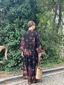 siyah peacock katleya elbise