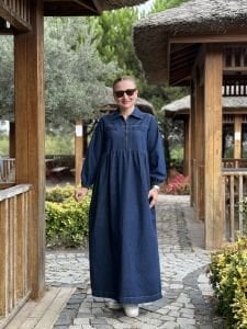 Liya fermuarlı kot elbise lacivert