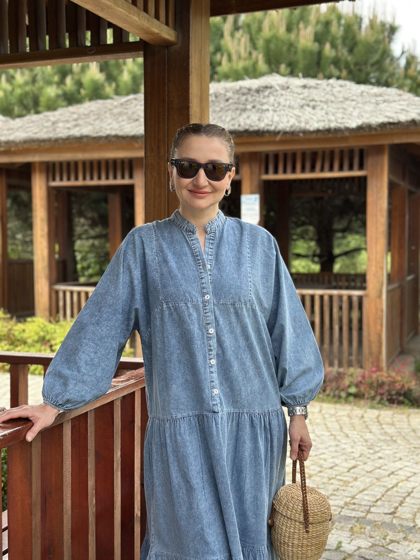 Yeni yıkama tensel kot katleya elbise