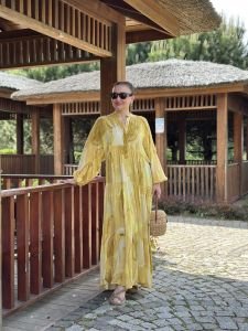 Luna viskon katleya elbise Sarı