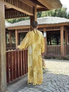 Luna viskon katleya elbise Sarı