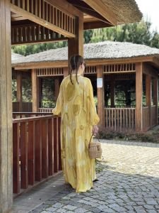 Luna viskon katleya elbise Sarı