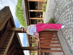 Pembe tensel pamuklu pantolon
