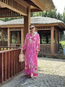 Reyla viskon katleya elbise pembe