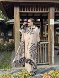 Viskon oversize Hawai Takım Bej
