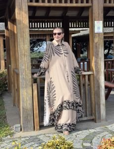 Viskon oversize Hawai Takım Bej