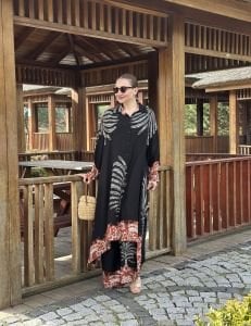 Viskon oversize Hawai Takım Siyah