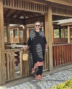 Viskon oversize Hawai Takım Siyah