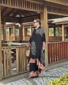 Viskon oversize Hawai Takım Siyah