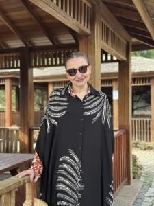 Viskon oversize Hawai Takım Siyah