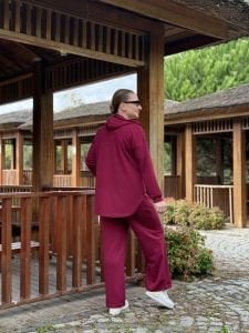 2263 Oysho takım fermuarlı Bordo
