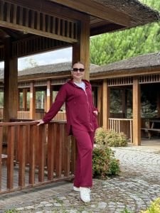 2263 Oysho takım fermuarlı Bordo