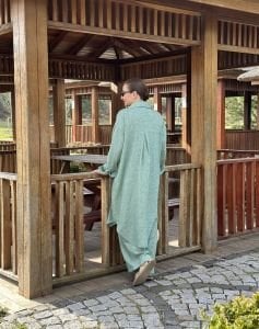 Pamuk-Keten oversize Takım Mint yeşil