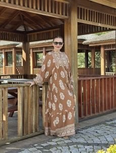 Evra  Viskon kapuçino katleya elbise