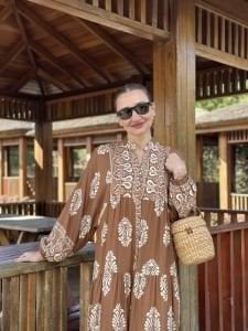 Evra  Viskon kapuçino katleya elbise
