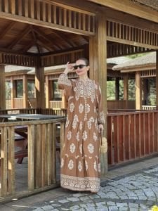 Evra  Viskon kapuçino katleya elbise