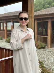Pamuk keten oversize Takım bej