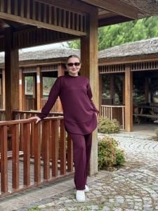 Ayışığı Oysho takım Mürdüm