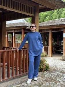 Ayışığı Oysho takım indigo