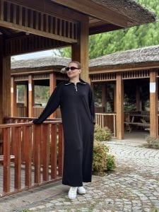 SİYAH Yarım FERMUARLI OYSHO ELBİSE