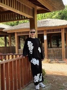 Baskılı Oysho pamuk takım siyah