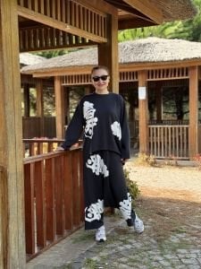 Baskılı Oysho pamuk takım laci