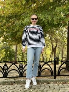 Çizgili AMOUR 2 iplik sweatshirt