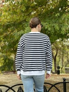 Çizgili AMOUR 2 iplik sweatshirt