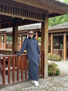 Antrasit Yarım FERMUARLI OYSHO ELBİSE