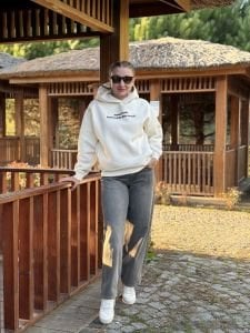 Orjinal marka Oversize Bersh. sweat krem