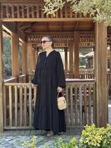 Viskon düz katleya elbise siyah