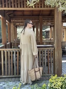 Viskon düz katleya elbise taş