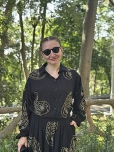 Viskon nakışlı oversize Etekli Takım Siyah