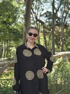 Viskon Nakışlı pantolon Takım Siyah