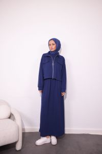 Lacivert üst çift cepli Oysho Elbise 2 li takım