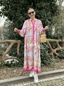 Pembe orijinal tasarım katleya elbise