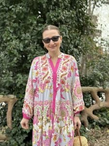Pembe orijinal tasarım katleya elbise