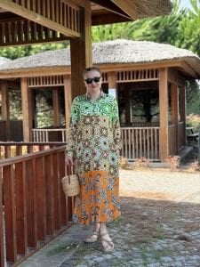 Geom gömlek elbise etek ucu turuncu