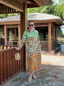 Geom gömlek elbise etek ucu turuncu