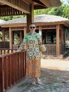 Geom gömlek elbise etek ucu turuncu