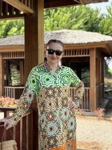 Geom gömlek elbise etek ucu turuncu