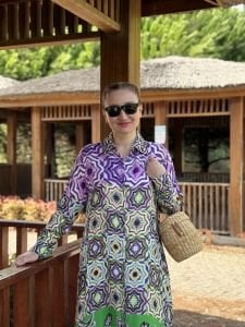 Geom gömlek elbise etek ucu turuncu