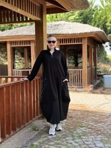 Fermuarlı Oysho tasarım elbise