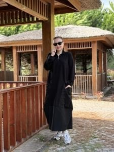 Fermuarlı Oysho tasarım elbise