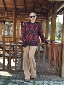 Triko pantolon camel