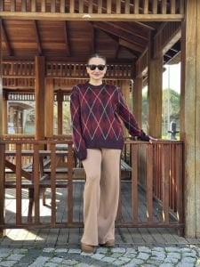 Triko pantolon camel