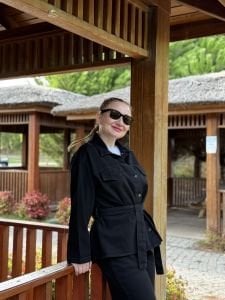 Siyah kuşaklı Ceket pantolon Kot Takım