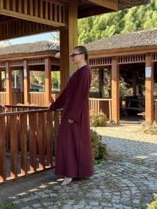 Beli büzmeli oysho elbise Bordo