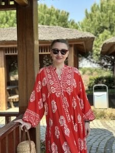 Viskon otantik katleya elbise Kırmızı